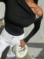 Thin Extended Sleeve Seductive Spice High Fashion Blouse Women