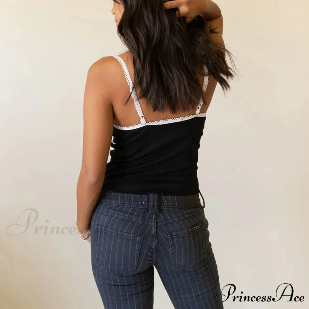 Thin Lace V-Neck Crop Top