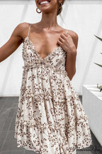 Thin Strap Flower Lace Trim Sundress Flared Frilled Prairie Summer Dress