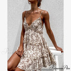 Thin Strap Flower Lace Trim Sundress Flared Frilled Prairie Summer Dress