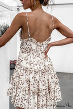 Thin Strap Flower Lace Trim Sundress Flared Frilled Prairie Summer Dress