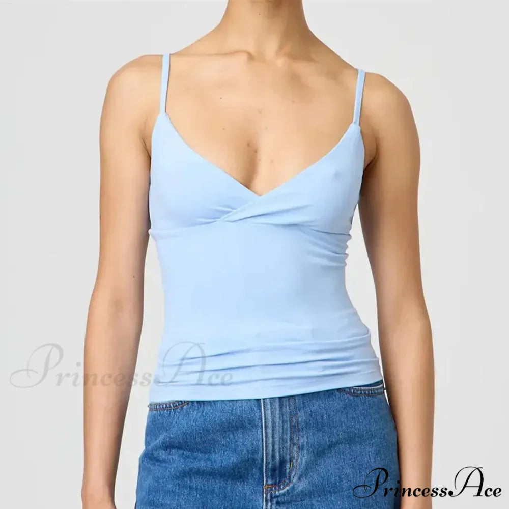 Thin Strap V-Neck Midriff Top