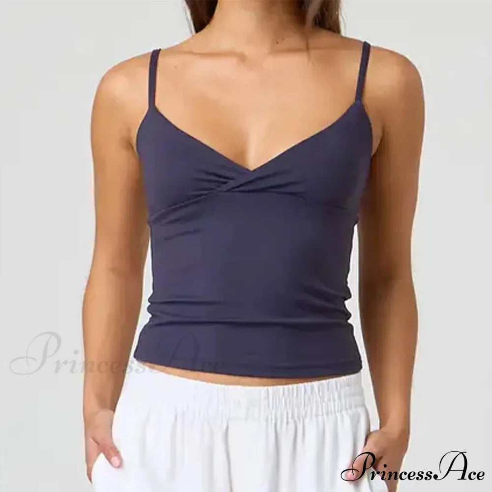 Thin Strap V-Neck Midriff Top
