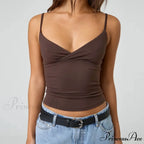 Thin Strap V-Neck Midriff Top