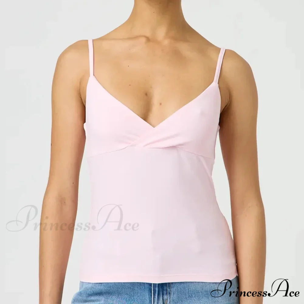 Thin Strap V-Neck Midriff Top