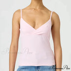 Thin Strap V-Neck Midriff Top