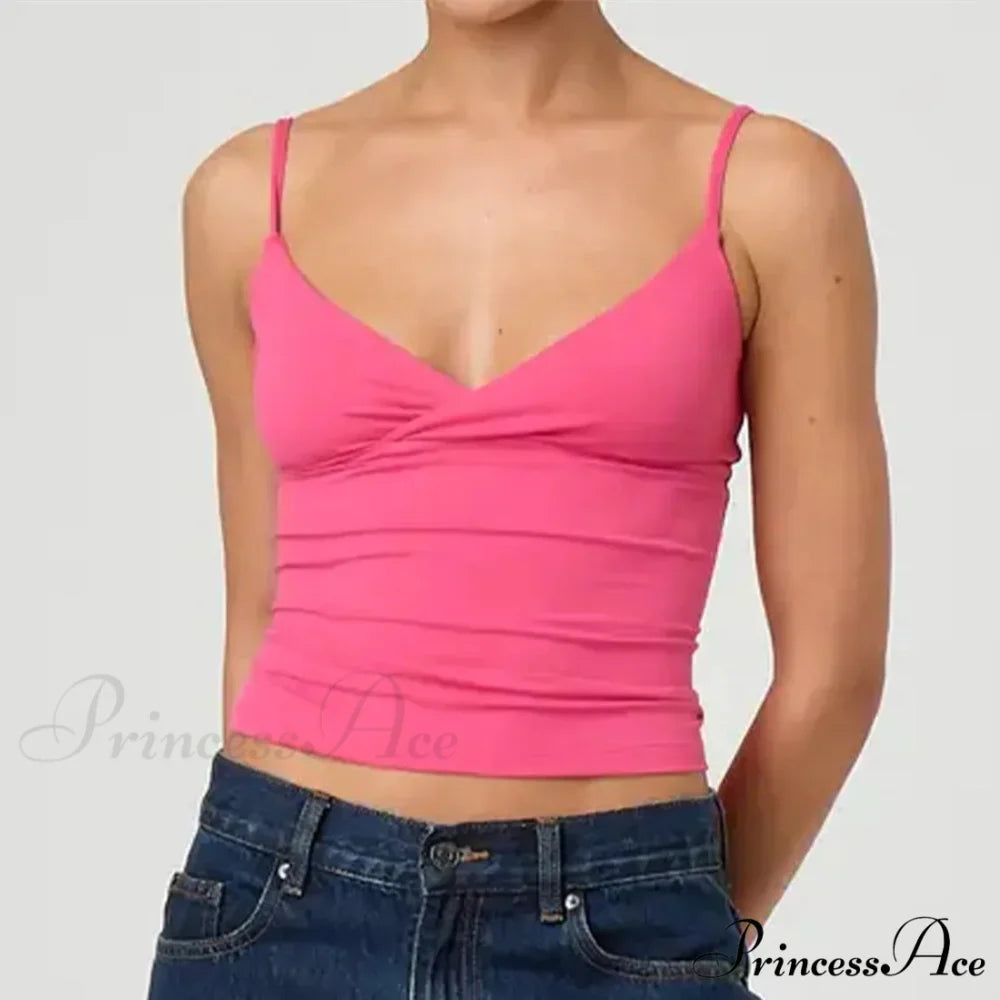 Thin Strap V-Neck Midriff Top