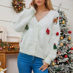 Three Decoration Lace Detail Cardigan