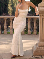 Three-Dimensional Burnt Stylish Fishtail Maxi Dress