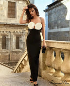 Three-Dimensional Flower Mid-Calf Party Dress