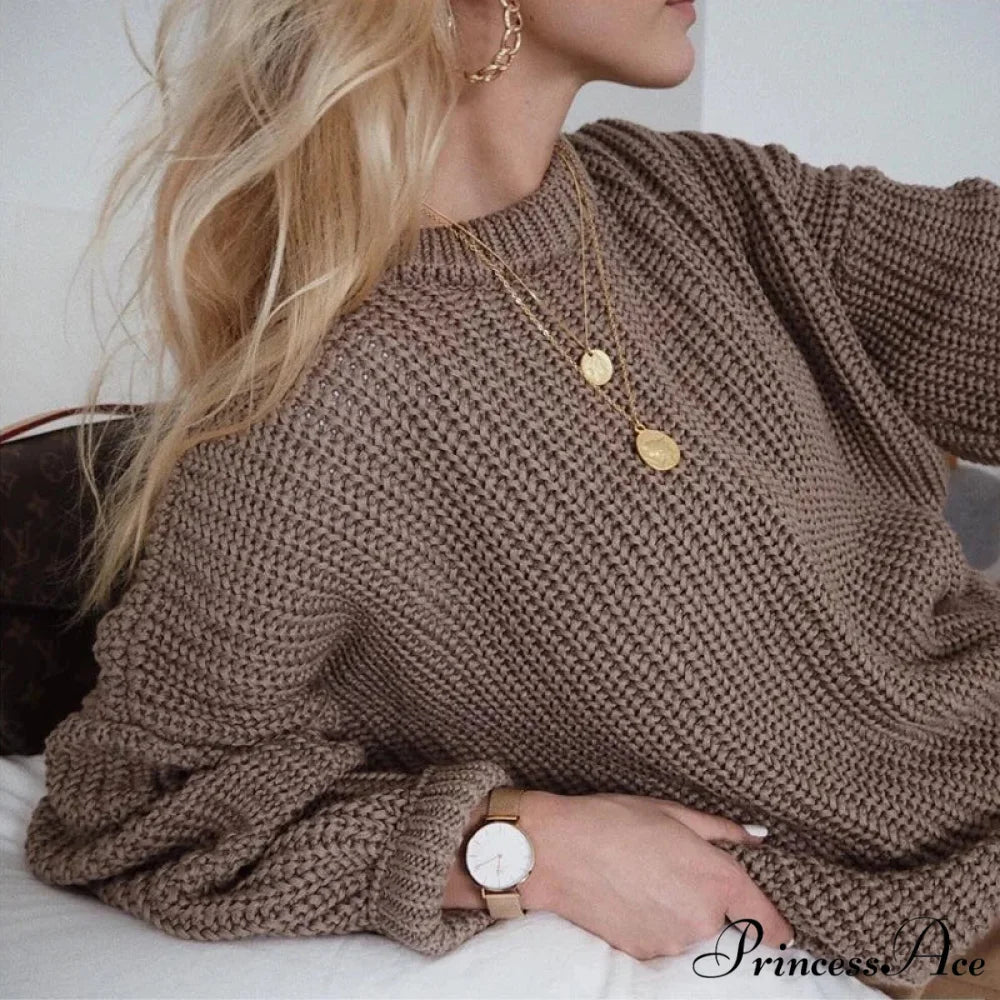 Three - Quarter Sleeve Sophisticated Tan Sweater
