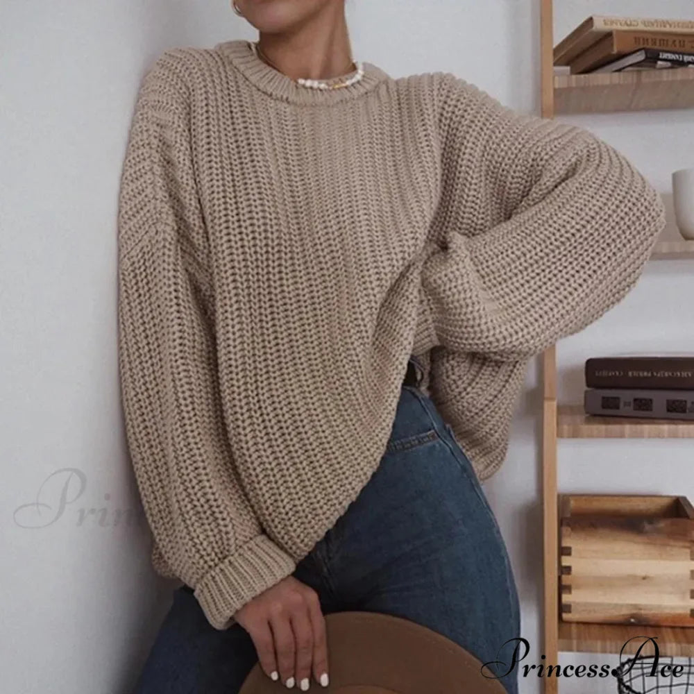 Three - Quarter Sleeve Sophisticated Tan Sweater