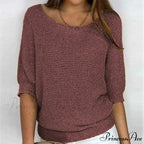 Three - Quarter Sleeve Sophisticated Violet Sweater