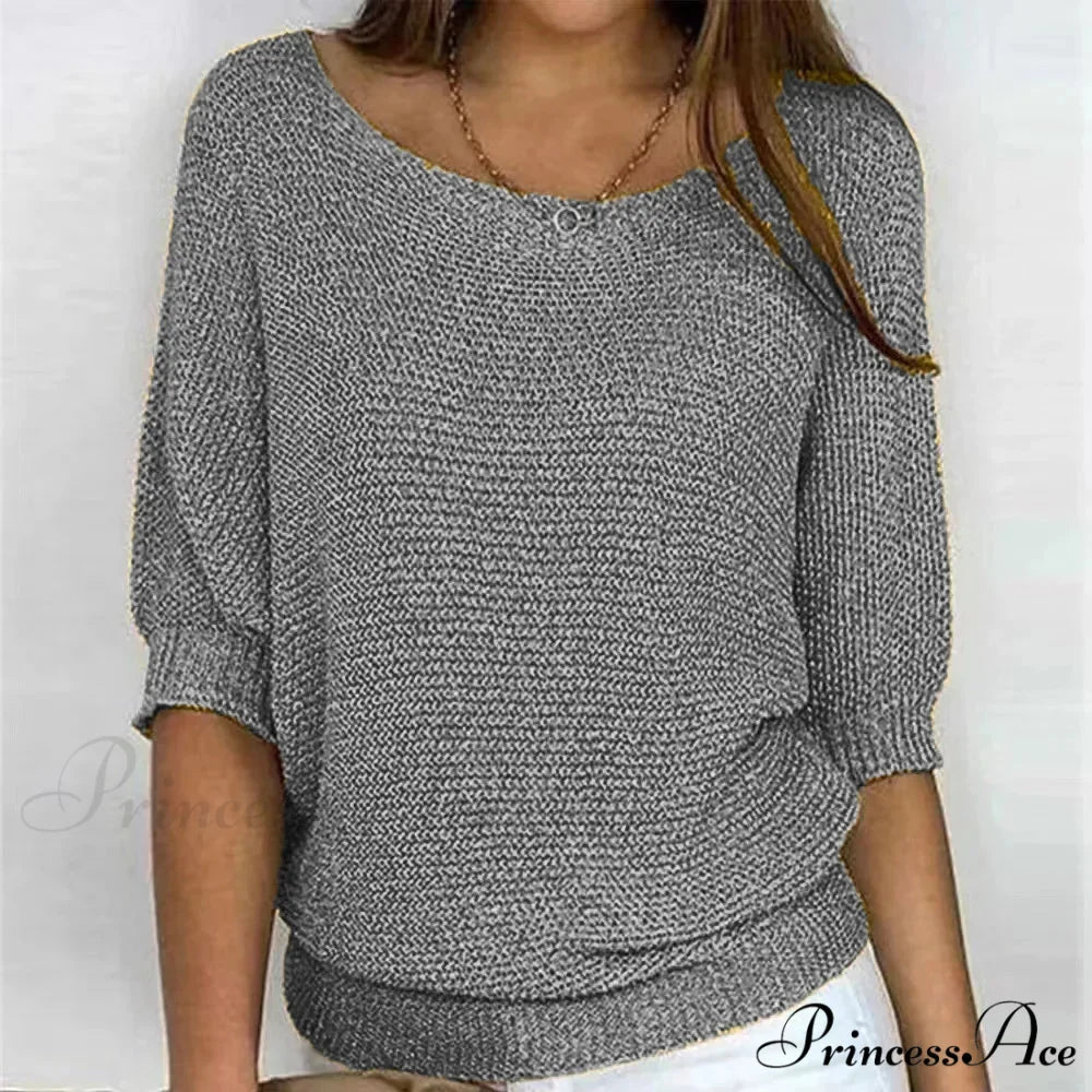 Three - Quarter Sleeve Sophisticated Violet Sweater