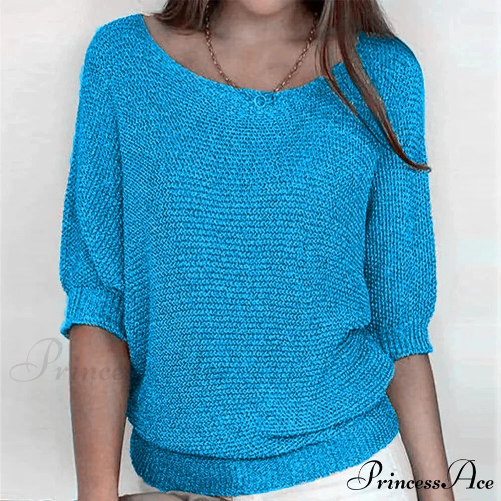 Three - Quarter Sleeve Sophisticated Violet Sweater