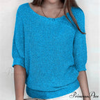 Three - Quarter Sleeve Sophisticated Violet Sweater