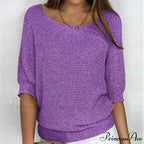 Three - Quarter Sleeve Sophisticated Violet Sweater