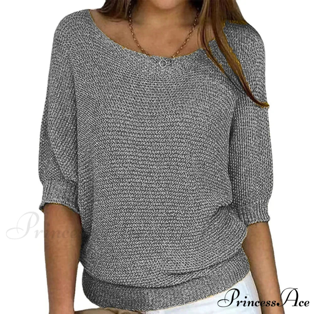 Three - Quarter Sleeve Sophisticated Violet Sweater