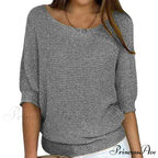 Three - Quarter Sleeve Sophisticated Violet Sweater