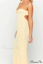 Tie-back Strapless Dress with Low Cut