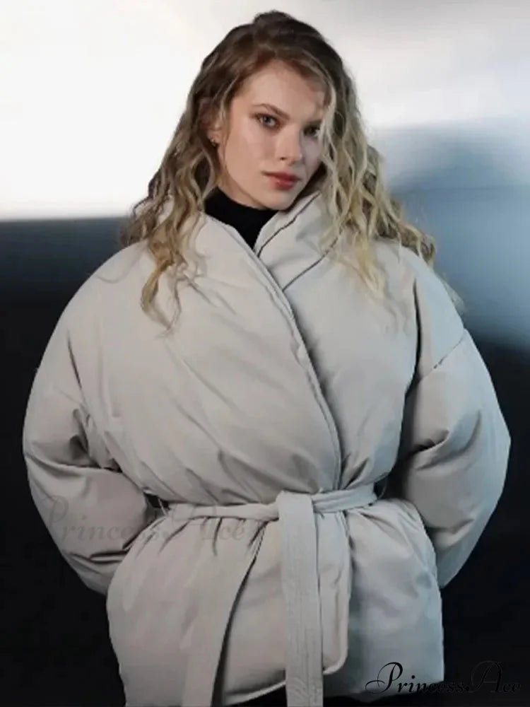 Tie-Belt Padded Cotton Coat