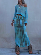 Tie-Dye Elastic Stylish Waist Maxi Skirt