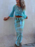 Tie-Dye Elastic Stylish Waist Maxi Skirt