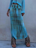 Tie-Dye Elastic Stylish Waist Maxi Skirt