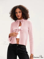 Tie Front Crew Neck Knit Cardigan