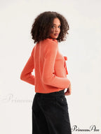 Tie Front Crew Neck Knit Cardigan