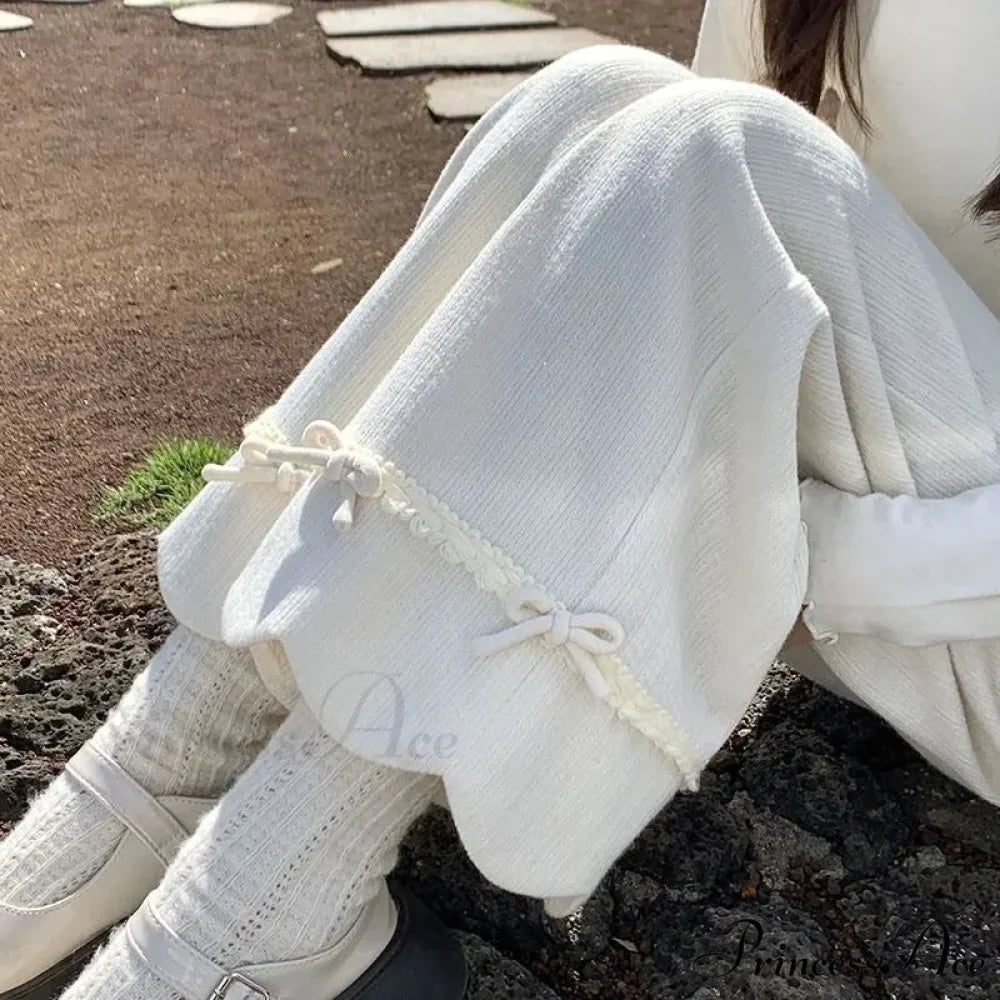 Tie Lace Corduroy Broad Leg Trousers