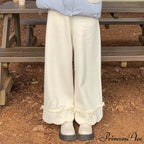 Tie Lace Corduroy Broad Leg Trousers