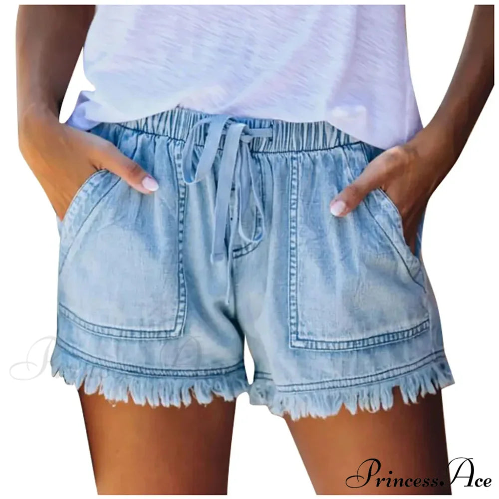 Tie Tassel Hem Jeans Short