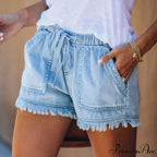 Tie Tassel Hem Jeans Short