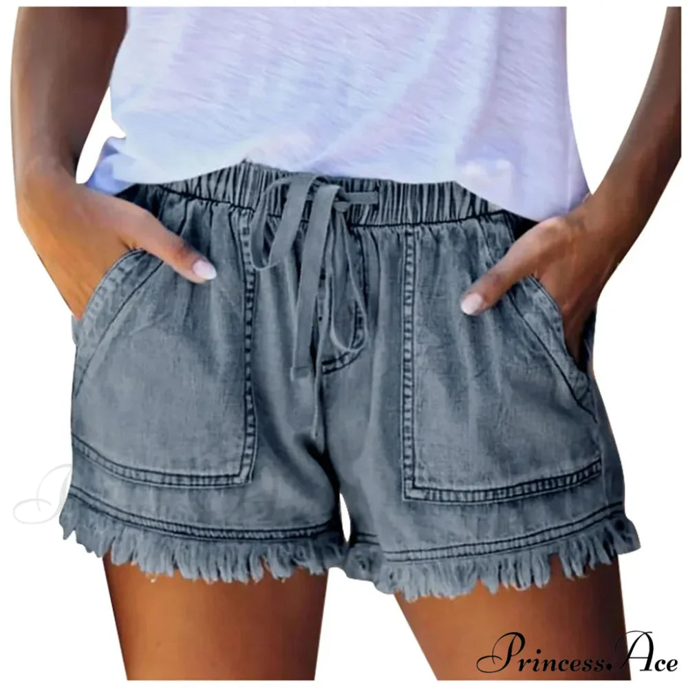 Tie Tassel Hem Jeans Short