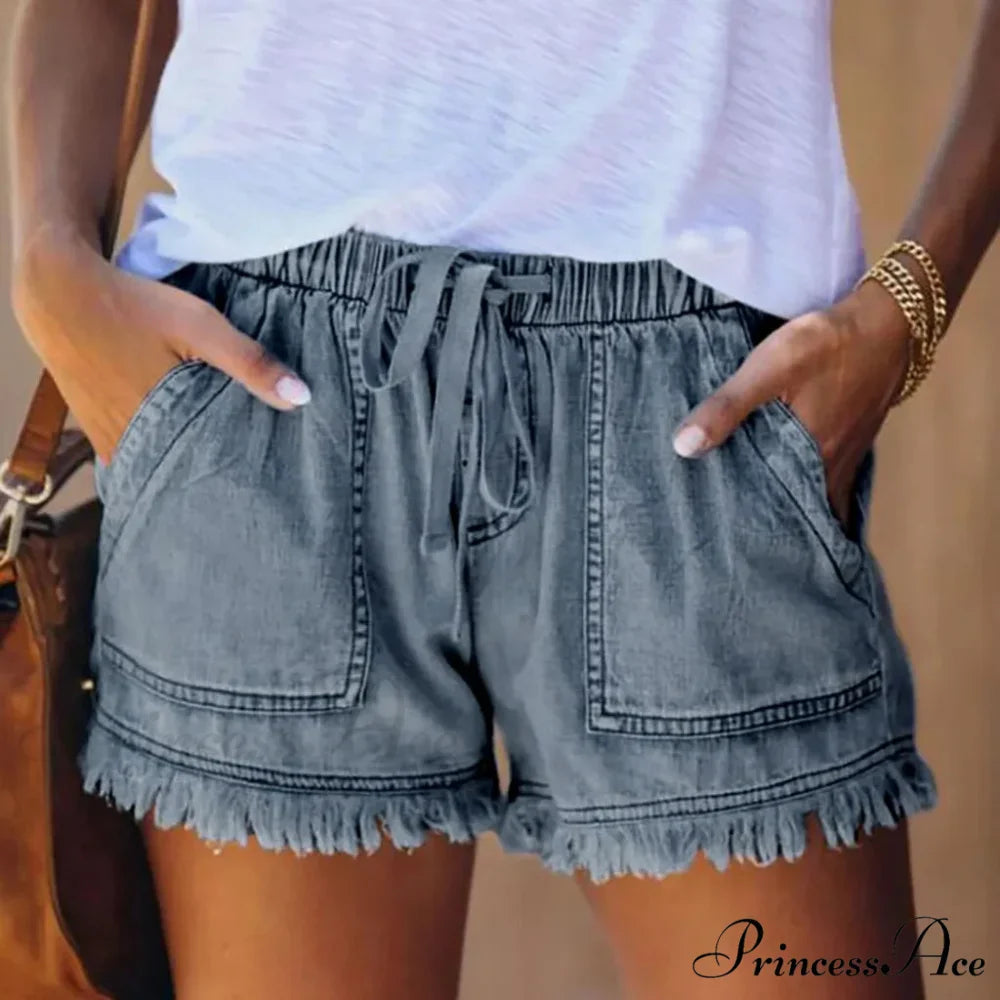 Tie Tassel Hem Jeans Short