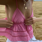 Tie-Up Bandage Plunging Neckline Crop Top