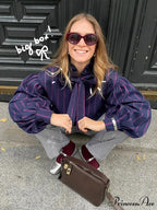 Tie Up Crash Striped Circular Neck Blouse