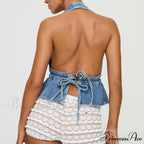 Tie-Up Denim Crop Top