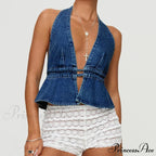 Tie-Up Denim Crop Top