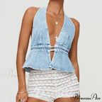 Tie-Up Denim Crop Top