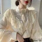 Tie Up Frilled Cute Baggy Spring Blouse