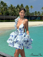 Tie-Up Frilly Celebration Mini Dress