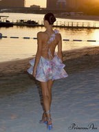 Tie-Up Frilly Celebration Mini Dress