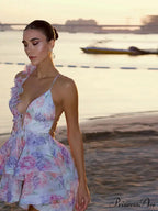 Tie-Up Frilly Celebration Mini Dress