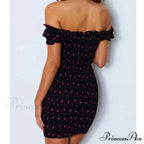 Tie Up Front Office Lady Slash Neck Printed Pencil Mini Dress