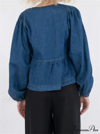 Tie-Up Jeans V-neck Blouse