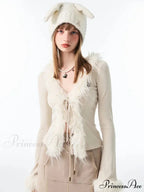 Tie Up Soft V-neck Cardigan