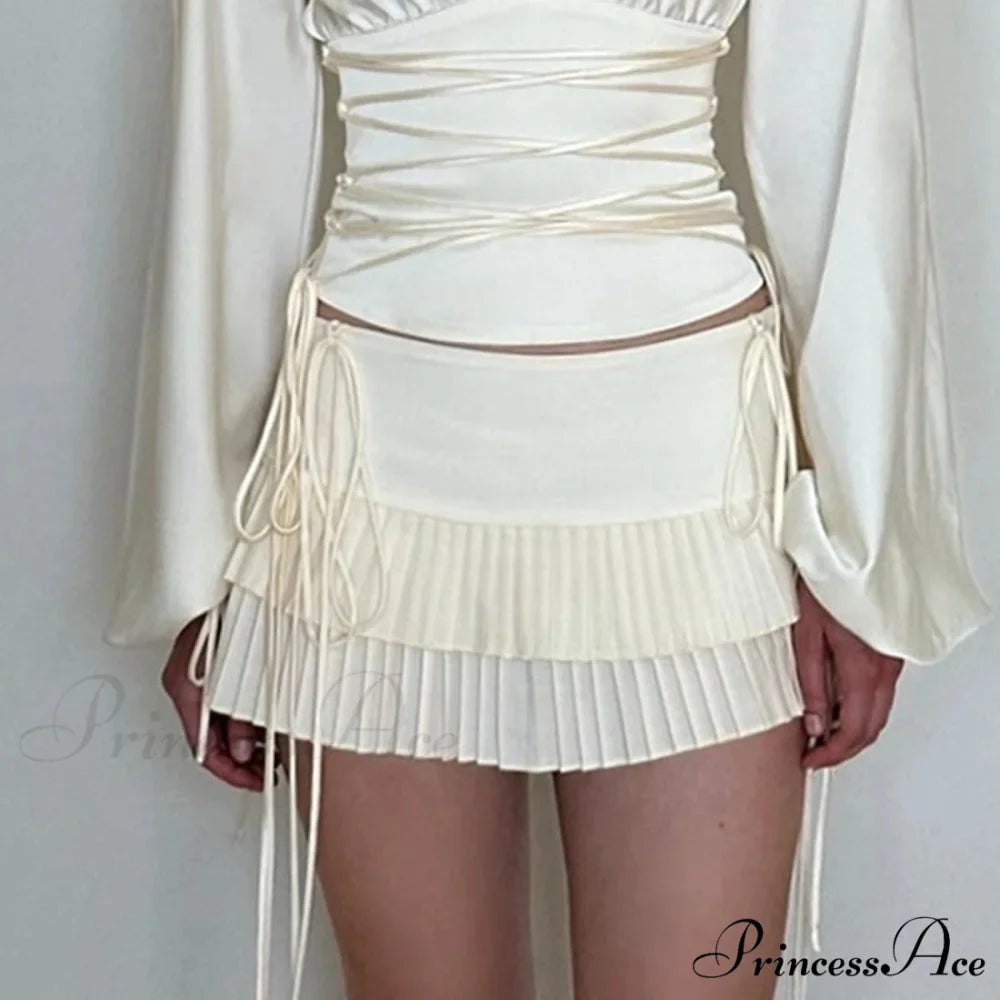 Tie Up Tiered Frilly Skirt