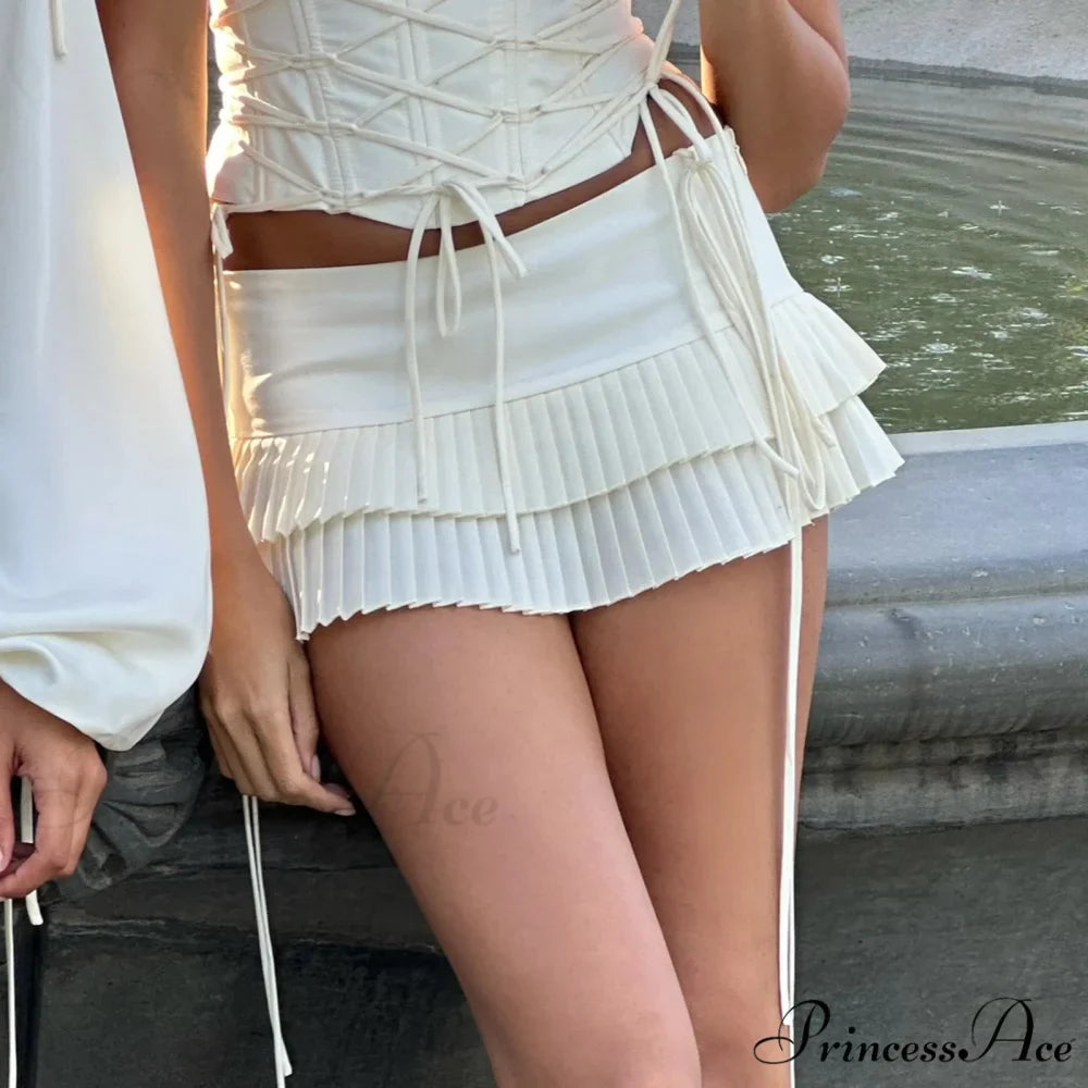 Tie Up Tiered Frilly Skirt